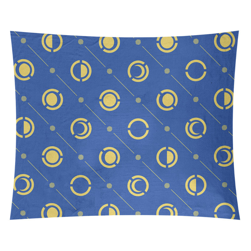 Tapisserie, H 27,5 po x l 37,5 po, Bleu/jaune