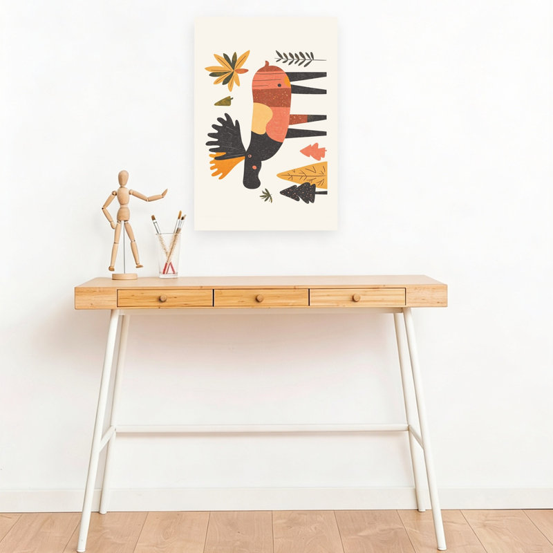 Autumn Moose Forest Abstract Minimalist Modern Deer Animal Autumn Wall Art Print by Mathieu - Wrapped Canvas Print