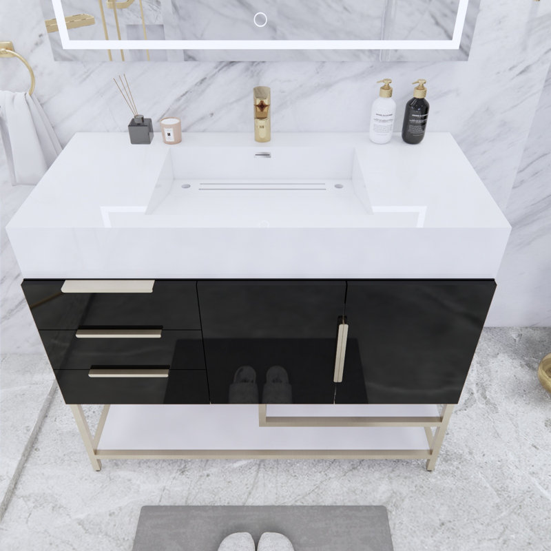 Ensemble de meuble-lavabo simple 42 po Glasgow, Noir ultrabrillant