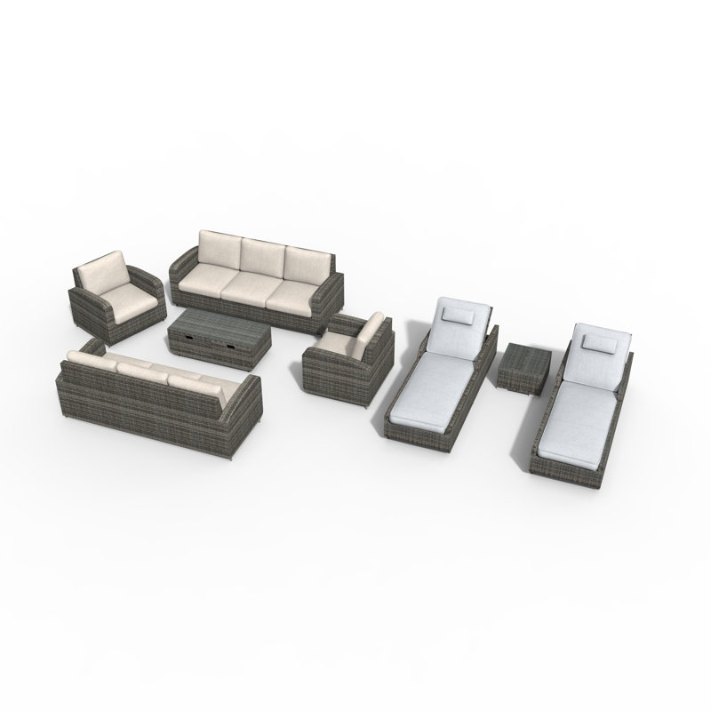 Almanza 9 - Person Patio Conversation Set with Cushions