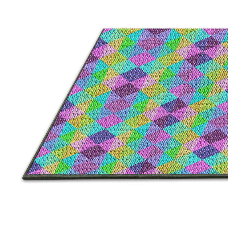 Tapis vert/rose/mauve à motifs Ingvild, Rectangle 4 pi x 6 pi