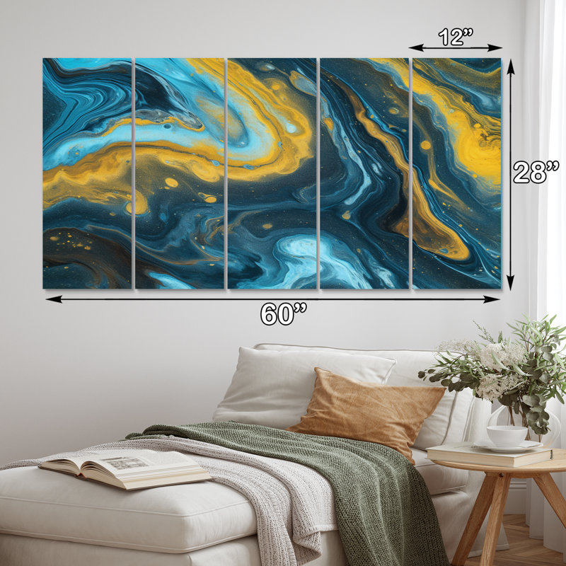 Agathe Ripple Golden Rivers X - Fractals, reproduction sur toile - 5 panneaux égaux