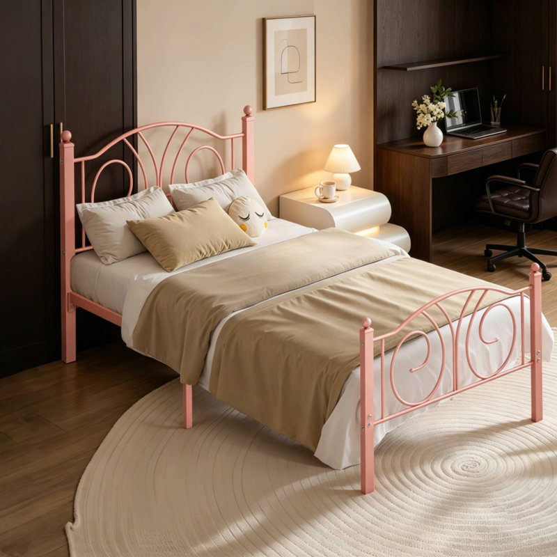 Abigael 38'' Modern Style Bed Frame, Twin, Pink