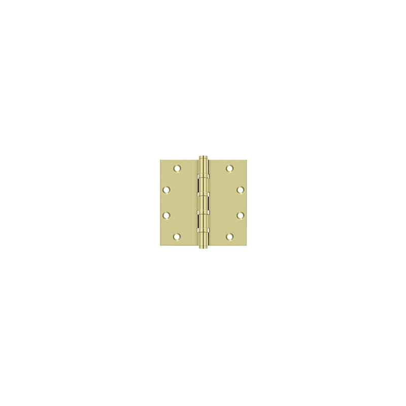 Deltana DSB55B3-UNL 5" x 5" Square Hinges, Ball Bearings in Unlacquered Brass Pair, Unlacquered Brass