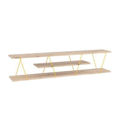 Solid Wood Mid Century Modern Tv Stand, 4 Shelves Open Storage For 56 Inch Low Entertainment Centre , Unit