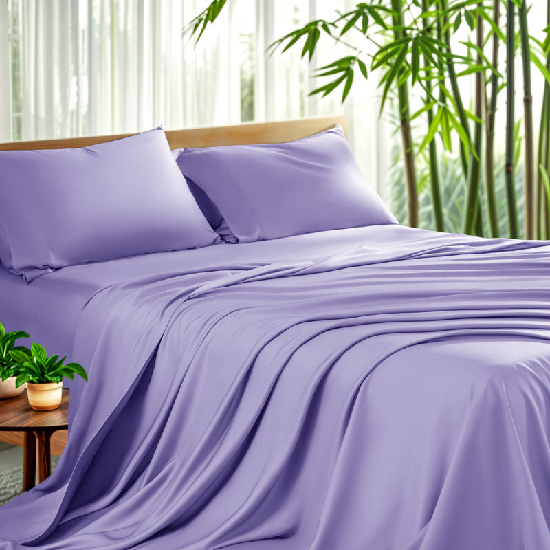 Bamboo Sheet Set, CaliKing Sheet Case Pack with 3 Additional Pieces, Lavender