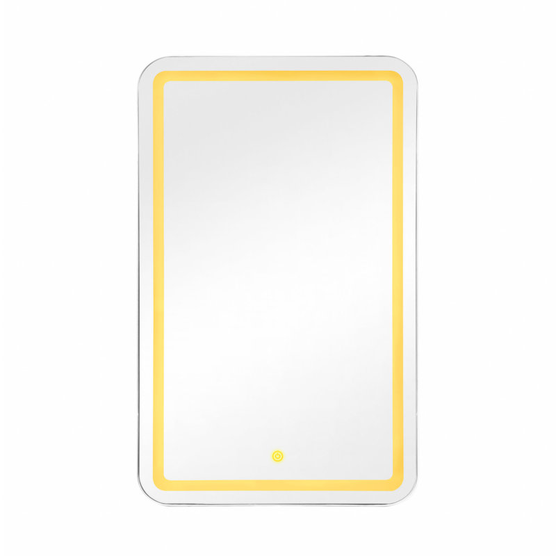 Miroir à pharmacie mural rectangulaire en argent, miroir de maquillage à DEL 3 couleurs, 2 tablettes amovibles en verre trempé pour le rangement des articles de toilette
