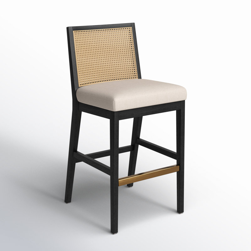 Antonia Cane Armless Counter & Bar Stool, Bar Stool (31" Seat Height), Natural/Black