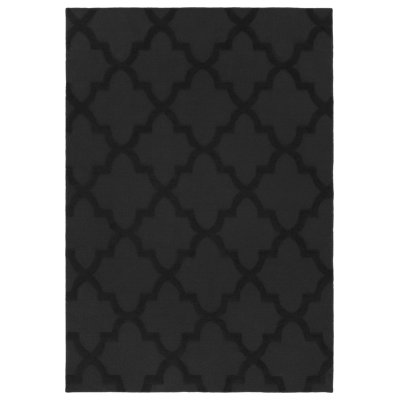 Tapis noir en polypropylène touffeté à motif géométrique Nasturtium