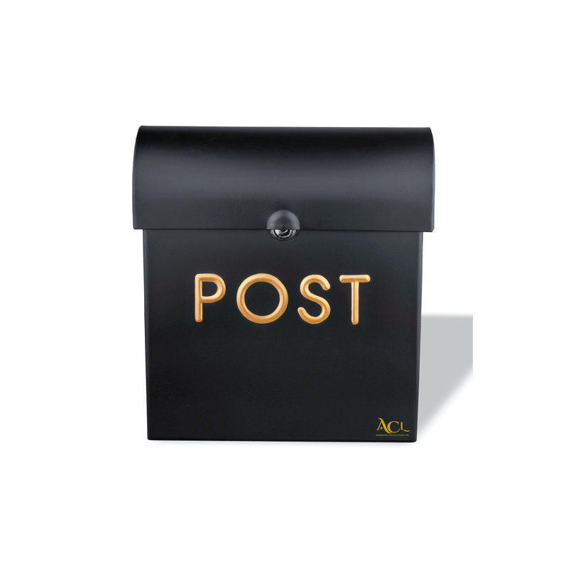 Buecker Aluminum Wall Mounted Post Box, Black, 38cm H x 30cm W x 12.5cm D