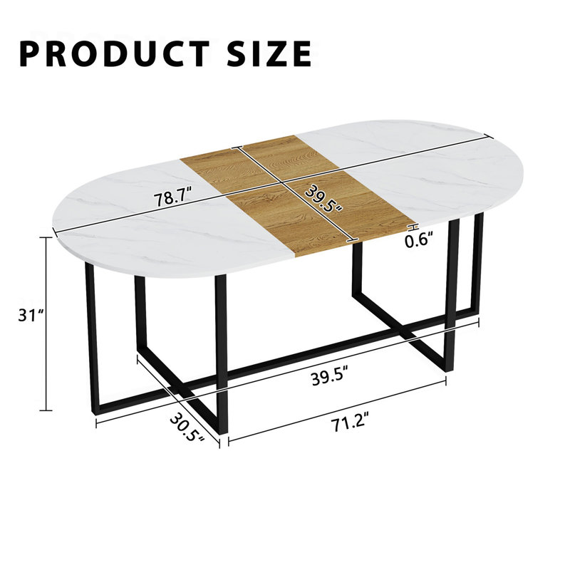 Table de salle à manger-WHWD, H 31 po x l 59 po x P 39,5 po