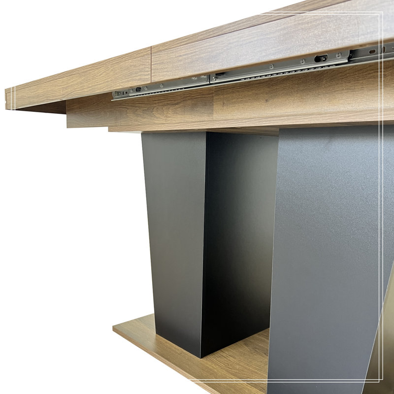 Table de salle à manger extensible avec double pied central robuste