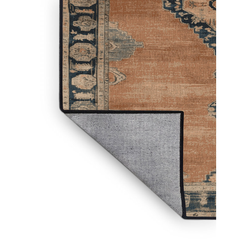 Tapis brun lavable à la machine, Rond 3 pi