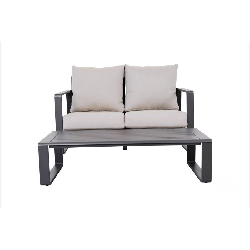 Double Sofa + Rectangular Coffee Table, Gray, Gray