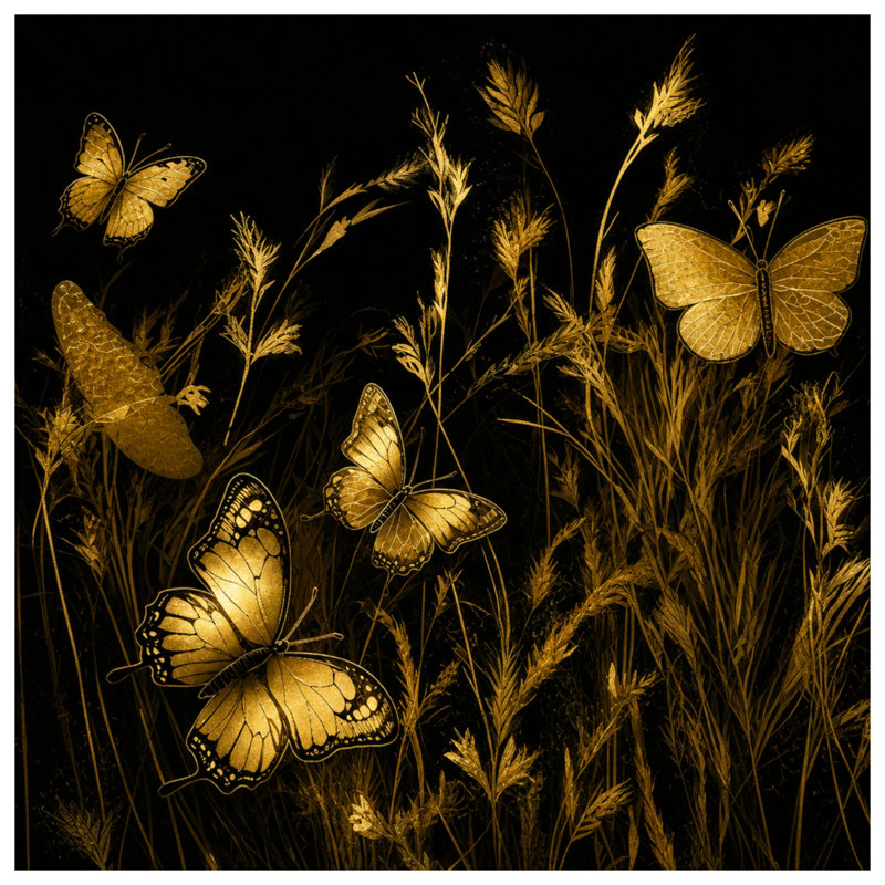 Housses de couette Golden Butterflies On Grass, Grand lit