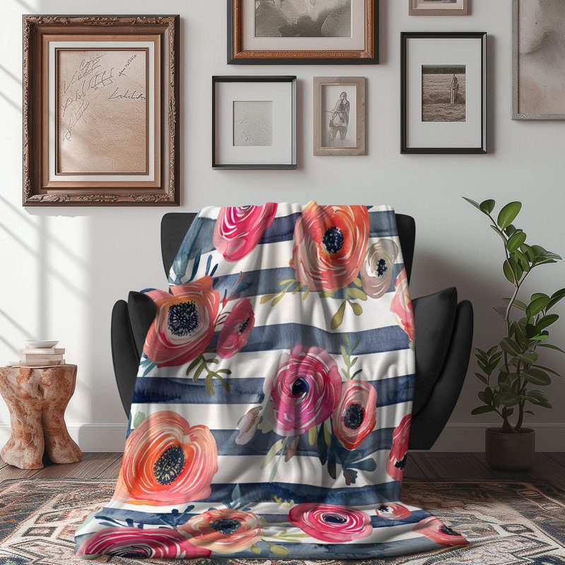 Persan Flowers - 1 pièce Sherpa Premium, Grand lit