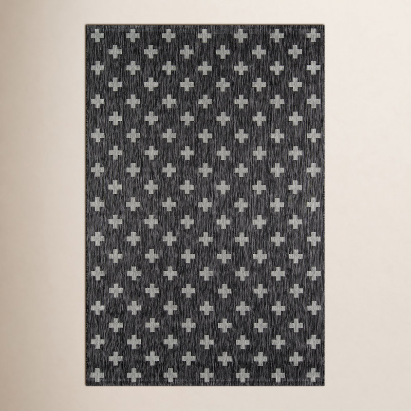 Tapis rayé intérieur / extérieur Umbria, Charcoal, Rectangle 7 pi 10 po x 10 pi 10 po