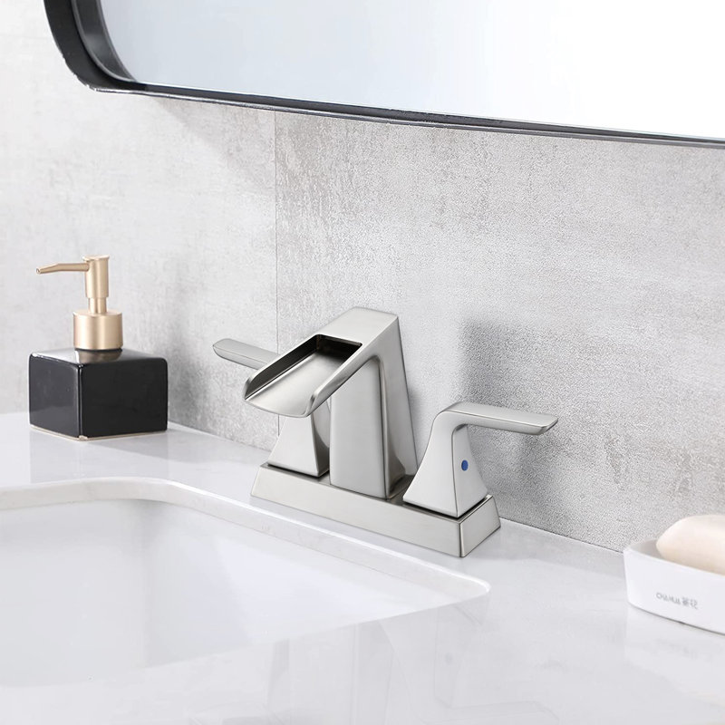2-handle Bathroom Faucet with Drain Assembly, Brushed Nickel