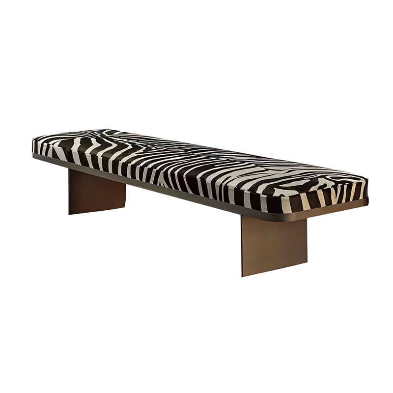 Banc rembourré en cuir Nordic Light Luxury, H 14,96 po x l 55,11 po x P 15,74 po