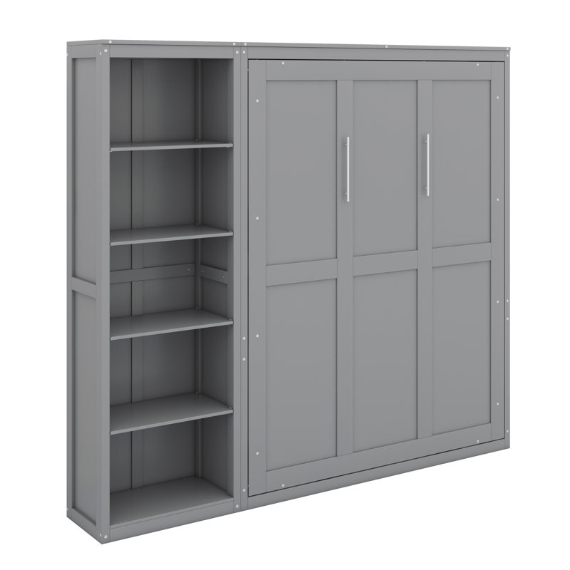 Lit escamotable mural avec tablettes Murphy, Gris