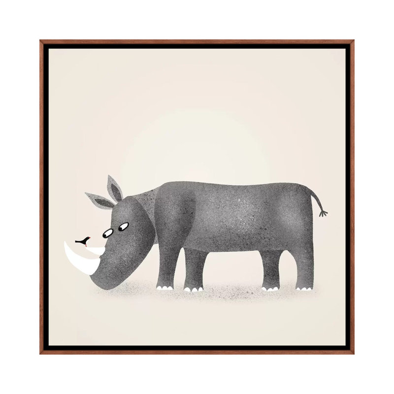 « Rhino » par Nic squirrell-impression, H 18 po x l 18 po x 1,5 po, Toile classique avec cadre brun, Pas de tapis