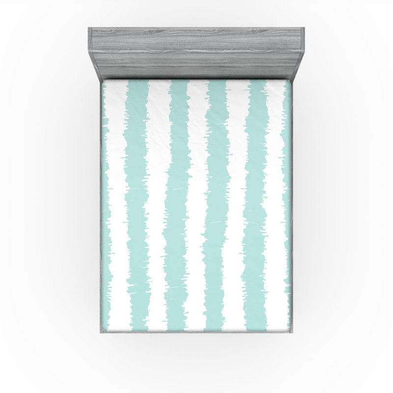 Ensemble de 2 draps-housses Ambesonne, Écume de mer, blanc / rayé, Drap-housse grand