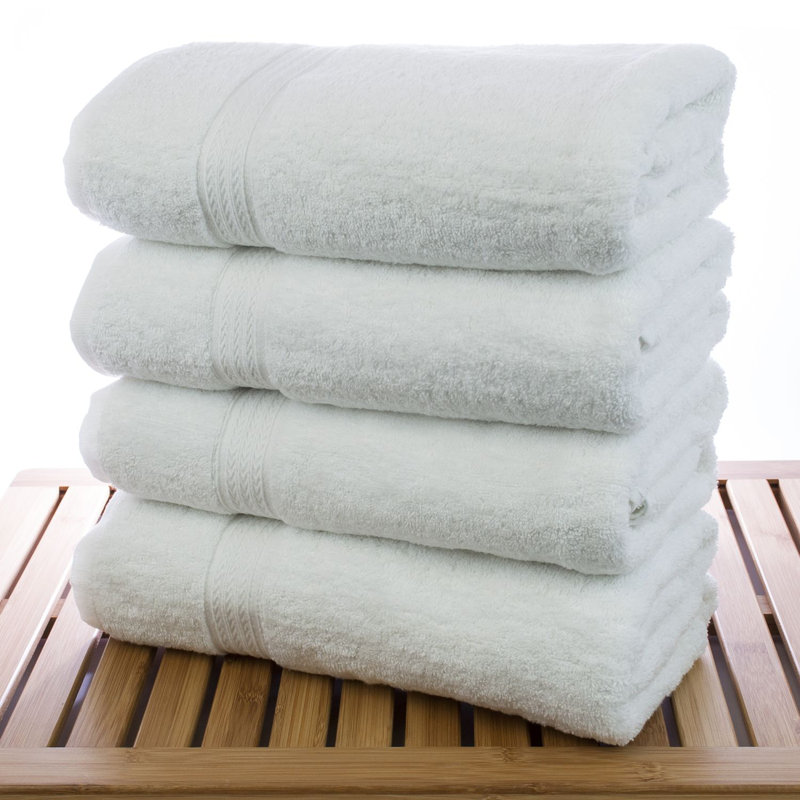 Serviette de bain 100% coton Lower Vobster, Blanc, Serviettes de bain - ensemble de 4