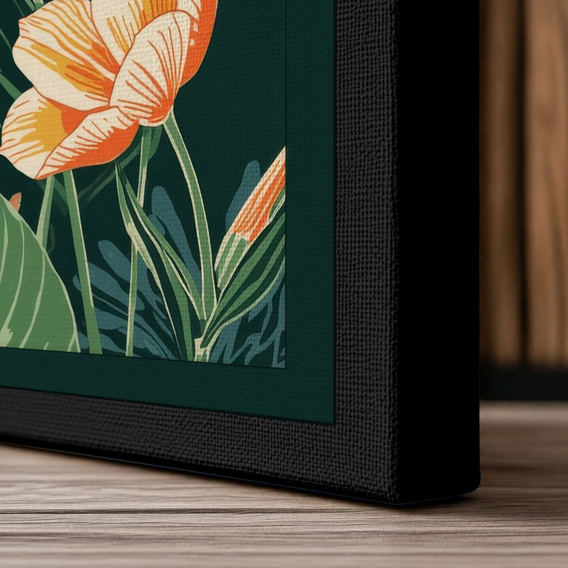 Tropical Garden Botanicals Botanical - Wrapped Canvas, 30x20 - 76.2 x 50.8 cm, Black Border