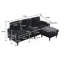 Canapé pour trois personnes, structure en bois massif, tissu chenille, poche latérale, avec deux porte-gobelets, repose-pieds avec rangement et canapé de salon Canapé modulaire confortable-219499552