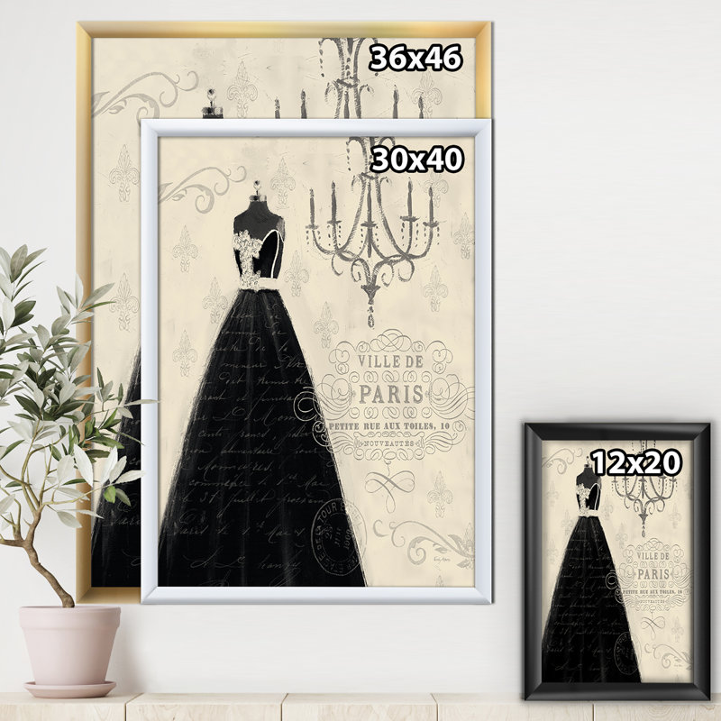 " French Chandeliers Couture IV ", 40" H x 30" W x 1.5" D, Black Framed