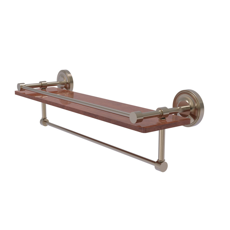 Alcott Bracket Shelf with Towel Bar, Antique Pewter, 5" H x 22" W x 5" D