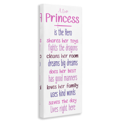 «True Princess Is The Hero», art mural sur toile, design par Kim Allen