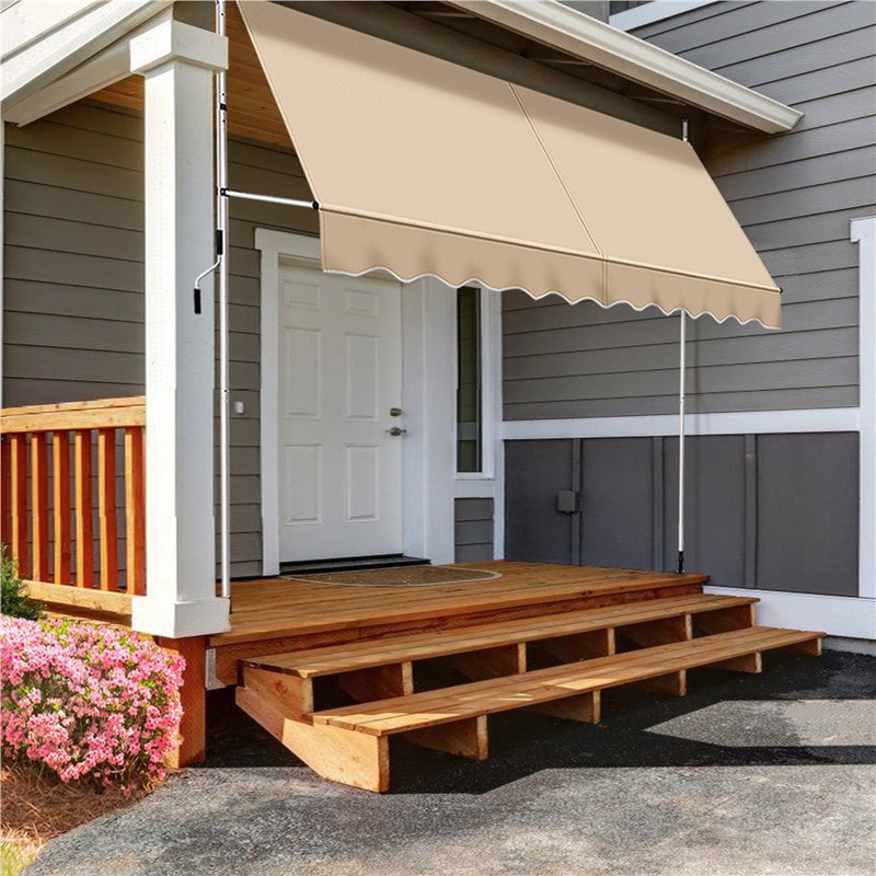 Auvent rétractable manuel pour terrasse de 118 po L, Beige, H 118 po x l 118 po x P 47,2 po