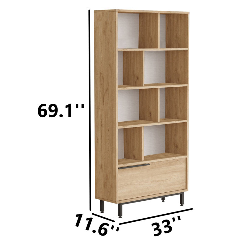 Bibliothèque standard H 69,13 "x l 33,03", Noyer