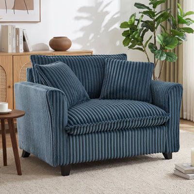 Fauteuil 46,5 po en velours côtelé avec accoudoirs surdimensionnés et siège profond