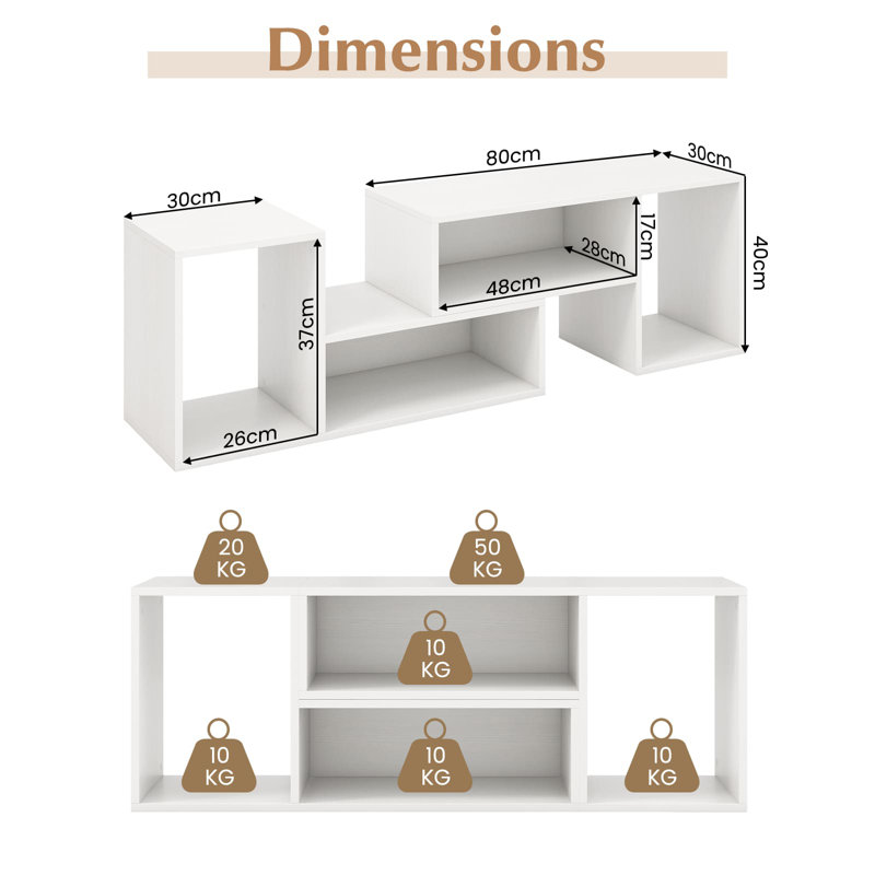 Daksha Unfinished TV Stand for TVs up to 60", White