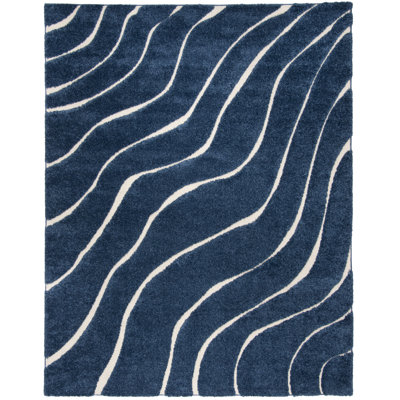 Tapis bleu / crème Ashal