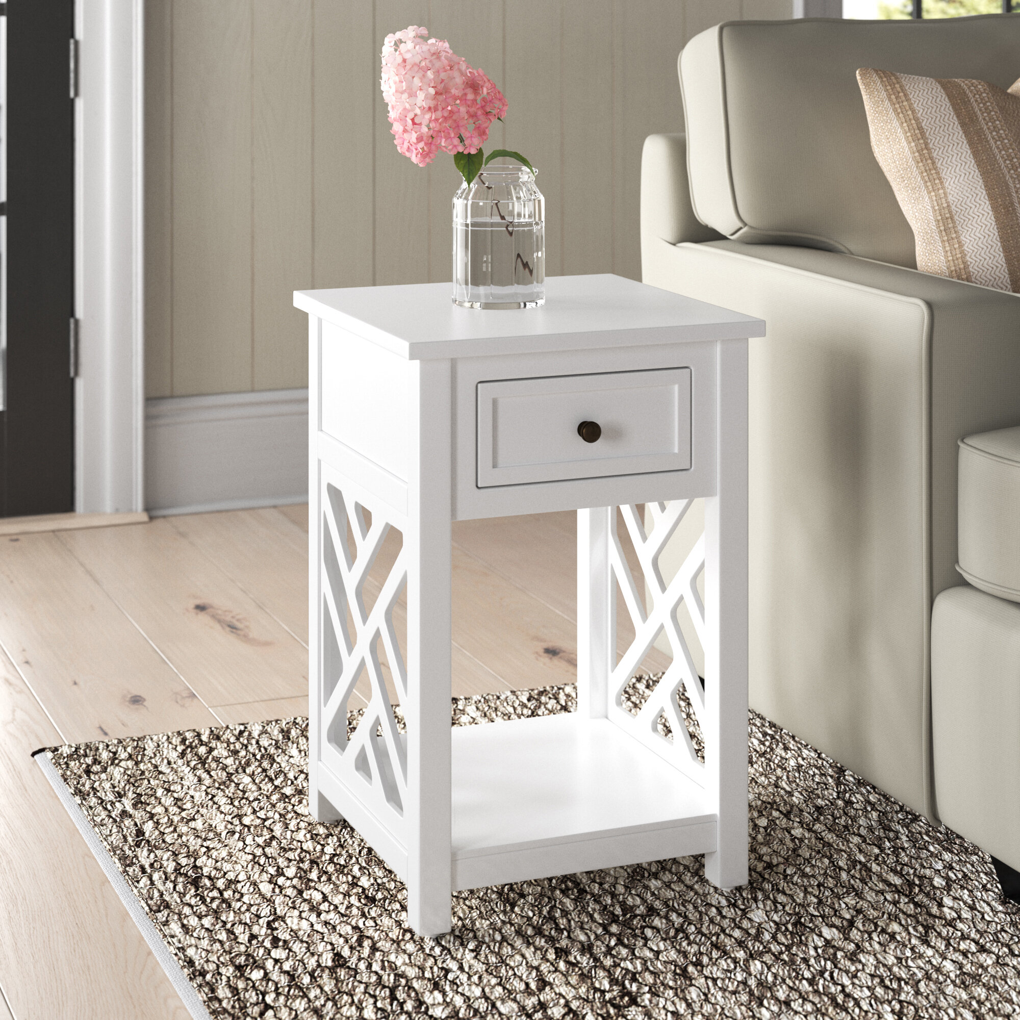 Busey 1 - Drawer End Table and Storage Andover Mills Color: White