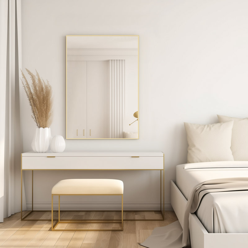 Sieana Rectangular Aluminum Accent Mirror, Gold, 40" x 28"