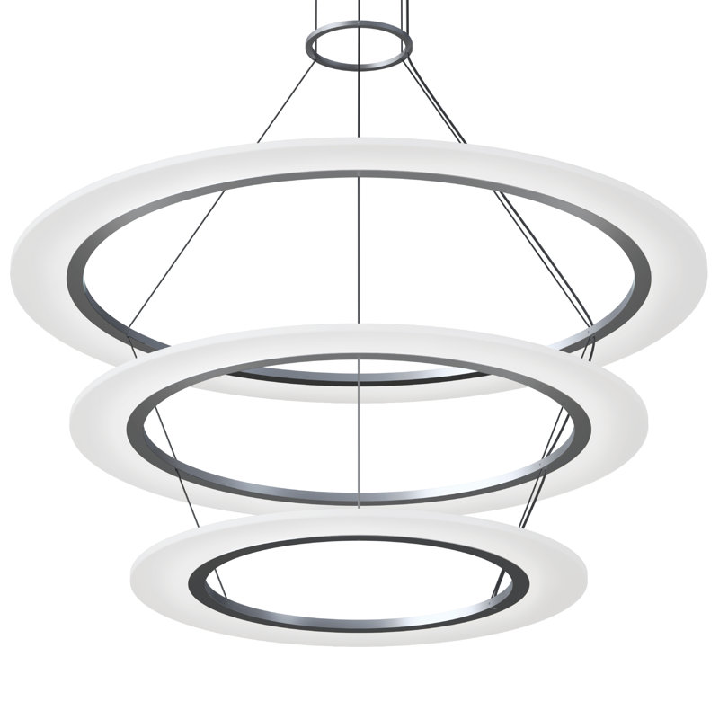 Arctic Rings 3 - Light LED Chandelier, 17" H x 37.25" W x 37.25" D, Bright Satin Aluminum