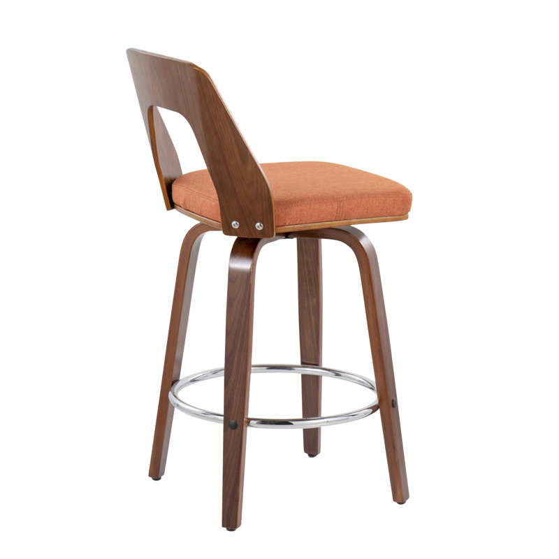 Tabouret de comptoir Trilogy Mid-Century moderne en tissu noyer et orange par Lumisource - ensemble de 2