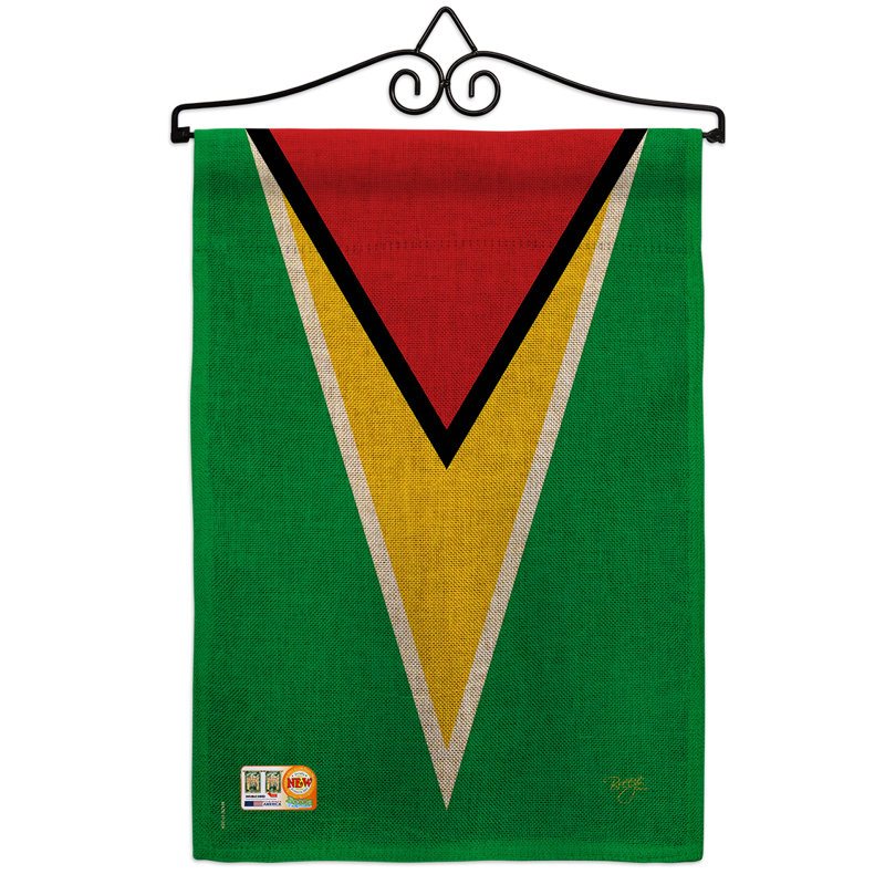 En toile jute à 2 côtés de la guyane du monde, 19 po x 13 po ensemble de drapeau