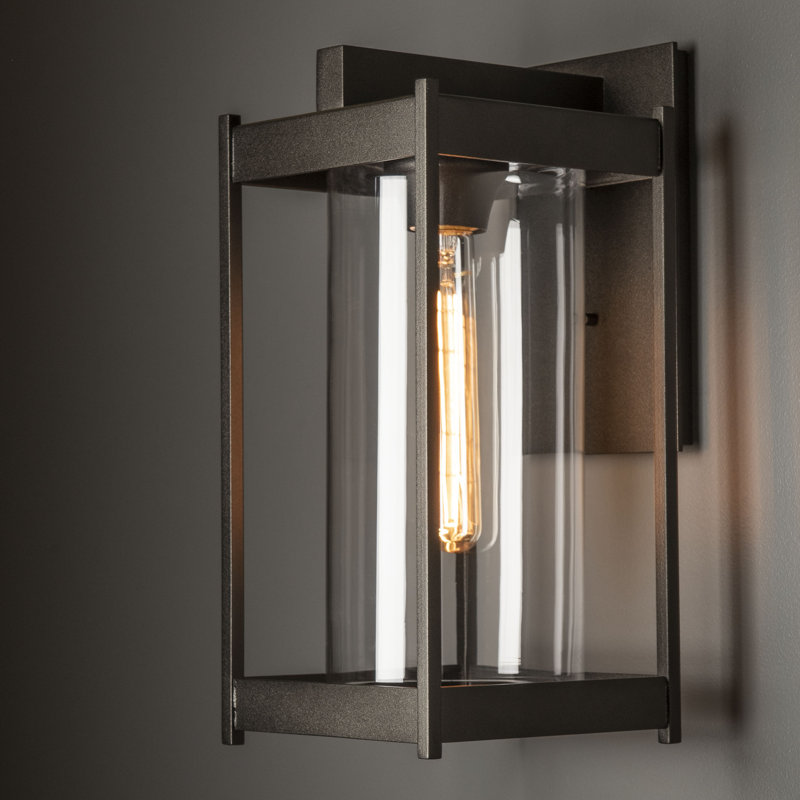 Cela Outdoor Wall Lantern, 13.6" H x 6.2" W x 7.5" D, Clear Glass, Coastal White