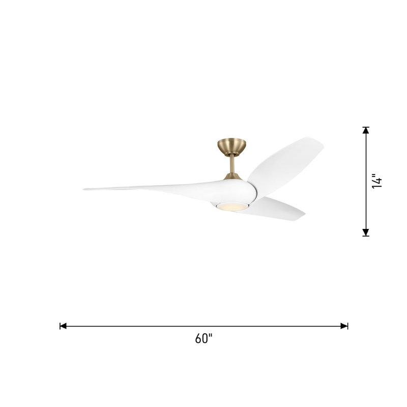 Visual Comfort Fan Topan Smart 60 LED Indoor Ceiling Fan with Threaded Downrod, Midnight Black ABS blades and Handheld Remote