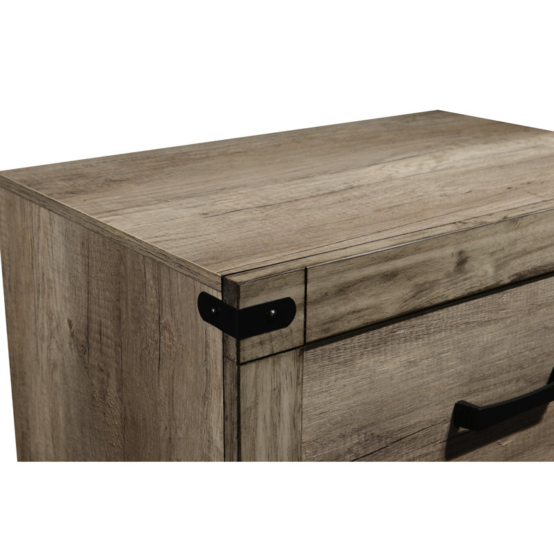 Brown Nightstand - 2 Drawer Solid Wood Bedroom Furniture With Rustic Flavor Drawers In Shade