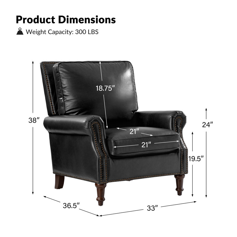 Chaise d'appoint en cuir véritable Wajeeh , Cuir véritable noir
