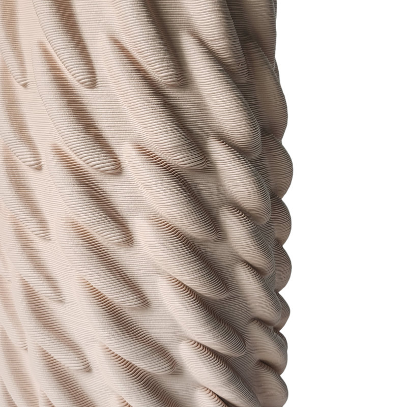 Modern Stoneware Vase With Sculpted Spiral Texture And Ribbed Vertical Detailing In Celine Trend Style For Contemporary Decorative Accents