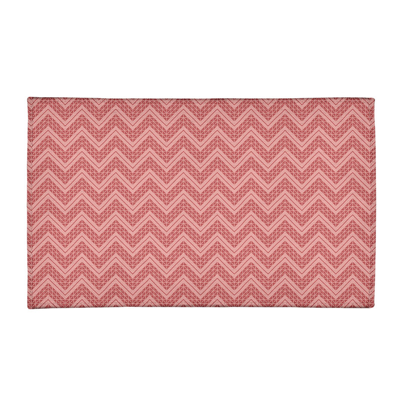 Tapis de zone saumon feu brique/léger à chevrons à la main reverse, Rectangle 2 pi x 3 pi