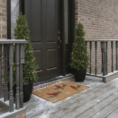 Winter Cardinals Doormat, 17" x 29"