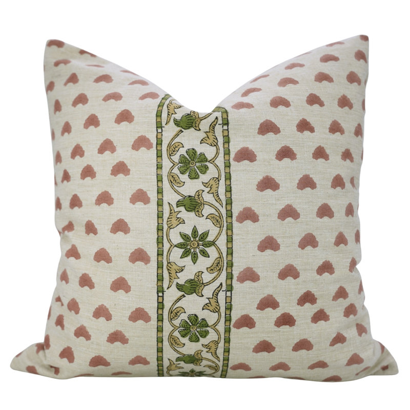 Coussin décoratif imprimé à la main Fab divine - Pure Craftsmanship for Modern Spaces, Priya, rose